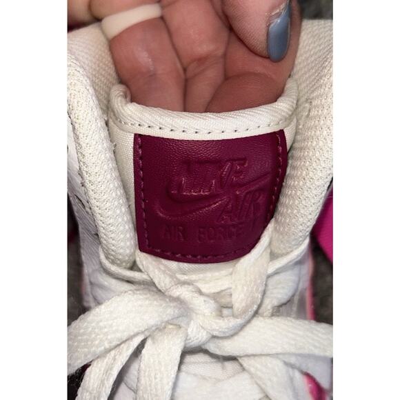 Nike Air Force 1 AF‎ White Fuchsia Pink High Top Shoes Womans Sz 7 334031-110 - Picture 11 of 13